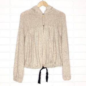 Free People | Tan Hooded Knit Cardigan Sweater